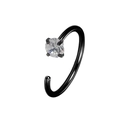 Minimalistischer schwarzer Nasenring aus Edelstahl mit klarem runden Zirkonia-Stein - Schwarz Weiß Strass Stil (04427911-4)