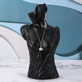 Detail of matte black mannequin stand featuring golden shell necklace and swan earrings - Medium (25*13*11cm) / Black