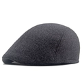 Men's winter flat cap in dark grey wool blend fabric with retro casual style - Approx. 58cm / Dark Gray