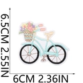 Detailed size chart for the embroidered bicycle flower basket patch showing 6x6.5cm dimensions - Bicycle