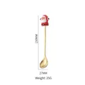 Golden stainless steel Christmas spoon featuring a Santa Claus character and 150mm length - Gold Spoon - Santa Claus