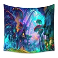 Detailed view of mushroom fantasy forest tapestry with vibrant colors and cabin - Zj422-10