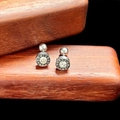 Macro shot of silver titanium steel earrings with Roman numerals and cubic zirconia - 6mm Roman Numeral Barbell (Single) / Steel