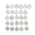 Detailed view of 26 silver alloy alphabet pendants for DIY jewelry crafting on white - Antique Silver