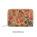 Kleiner Kork-Geldbeutel für Damen mit bunten Schmetterlings-Blumen-Print und Gold-Reißverschluss - Schmetterlingsblume