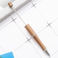 DIY beadable plastic ballpoint pen in bronze glitter finish with silver metallic accents - Glitter Champagne Gold