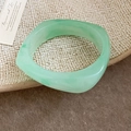 Square light green marble texture acrylic bangle with a minimalist resin finish - Light Green Marble