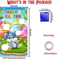 Easter bunny toss game set with 30x54 inch banner, bean bags and white ribbon banner - Easter Toss Game Banner and Bean Bags (ED05)