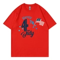 T-shirt rouge à manches courtes avec graphique Happy 4th of July et drapeau américain - Rouge (Happy 4th of July)