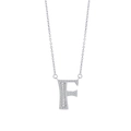 Silver alphabet letter F pendant necklace featuring sparkling zircon pave crystal - Letter F