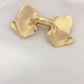 Elegant golden bow hair clip featuring a refined ribbed texture and French vintage style - Gold Textured Double Layer Bow Clip