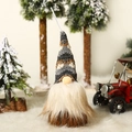 Gnomo de Navidad colgante con gorro de punto gris y barba larga de piel sintética blanca - Estilo C Con Luz