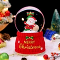 Aimant de frigo boule de cristal Père Noël avec base rouge et scène de neige festive - 2208 Sac / Moyen 80# LED Lumière+Musique