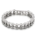 Silver stainless steel bike chain bracelet 11mm for men in hip hop rock style - 23cm Brushed Silver (KB43128-D)