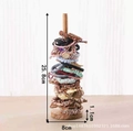 Vertical wooden scrunchie holder stand with 25.8cm height for jewelry storage - Walnut Color Large Scrunchie Holder