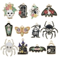 Set of 12 Halloween alloy drip oil charms including skull spider and ghost for DIY jewelry - Enamel Halloween Set (SN947)