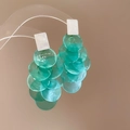 Elegant tiered turquoise disc earrings with white resin accent on clear stand - 53# 925 Sterling Silver Earring Post-Blue-Layered Disks (HE24970)