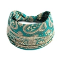 Bandeau de sport bohème élastique pour femme avec imprimé paisley bleu sarcelle coton - Cyan Foncé Paisley (#98)