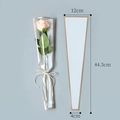 Single rose sleeve packaging with gold border and transparent film for flower bouquets - Gold Border Style / White