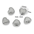 6.5mm silver heart hollow pattern metal spacer bead for jewelry making with 2mm hole - Style G / Steel