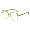 Montatura occhiali quadrata oversize verde sfumato con catena dorata laterale - Montura sfumata verde