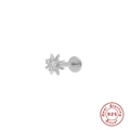 S925 sterling silver stud earring with star-shaped clear zircon inlay in silver finish - Platinum Single #10