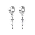 Silver stainless steel hoop earrings featuring sharp conical sword charms for men and women - Style 9 (Sword Pendant) / Silver