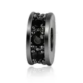 Gold-plated brass spacer bead with micro-pave black cubic zirconia for DIY bracelets - Gun Black / Black Zirconia
