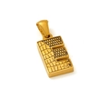 Golden titanium steel letter E pendant with unique bark texture and polished finish - E-Single Pendant