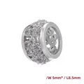 Detail view of 18K gold plated bead with hollow flower pattern and clear zircon stones - Platinum Hollow Flower Large (5*8.5MM)