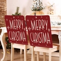 Red Christmas chair covers with white Merry Christmas lettering and snowflake patterns - YT03-11 (Red Merry Christmas)