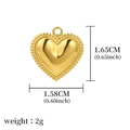 Polished gold stainless steel heart pendant for DIY jewelry, 1.65cm x 1.58cm charm - Golden Grained Heart (A0013601)