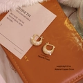 Luxurious 18K gold plated C-shaped hoop earrings with micro-set cubic zirconia crystals - Water Drop Shape (1#水滴)