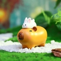 Cute resin Capybara figurine with small white rabbit decor for car interior dashboard - Hot Sale Decoration Series / Rabbit on Capybara