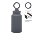 Dark gray matte stainless steel water bottle with magnetic phone holder booster ring - 650ml / Dark Gray