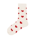 Street style white cotton mid-calf socks with red heart patterns for women - 24 (Love Hearts)