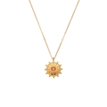 Bohemian 18K gold plated stainless steel necklace with orange gemstone sun pendant - Natural Stone Sun Wheel Pendant Necklace - Gold Pink