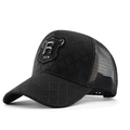 Casquette trucker noire classique avec filet et écusson R brodé pour activités de plein air - Réglable / Noir