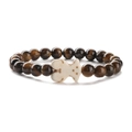 Bracciale elastico in occhio di tigre con ciondolo animale intagliato bianco su sfondo bianco - Occhio di tigre