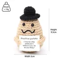 Positive Potato crochet doll with top hat and sign, 9.5cm height size specification - Khaki Potato With Black Hat P Card