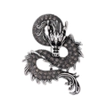 Vintage silver dragon brooch with grey crystals and retro finish on white background - Retro Silver/Gray-Black Stone