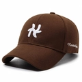 Brown textured wool baseball cap with white 3D embroidery and Nostalgia side script - Coffee