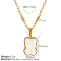 Golden titanium steel necklace with white shell bear pendant and size specifications - XL198 Gold Necklace