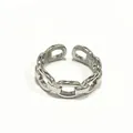 Silver chain link open ring in stainless steel weighing 3.5g with 5mm width design - US 7 / Open Chain Ring / Steel