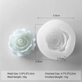 Rose flower silicone mold with finished white resin craft showing 5.9cm diameter size - Rose Style (J-0531)