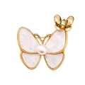 Elegant gold butterfly brooch with mother of pearl inlay and pearl center for coats - Butterfly Shell Pearl