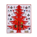 DIY red wooden Christmas tree desktop ornament with small painted holiday pendants - Y1072/Large 3-Piece/Red/25.8*31.2*3.5CM