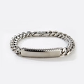 Silver stainless steel curb chain bracelet with rectangular plate for men and women - Relief Dot Decoration / Silver