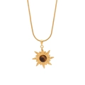 Golden sun pendant necklace with brown tiger eye stone on sleek snake chain - Sunburst Snake Chain Style (4#)