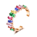 Schicker vergoldeter offener Ring mit bunten rechteckigen Zirkonia Kristallen im Regenbogen-Stil - Einstellbar Offen / Bunter Zirkonia Vergoldet